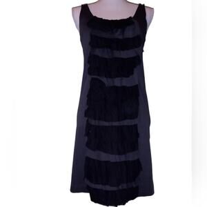 J. CREW Womens Ruffle front sleeveless mini dress - Black Size Small